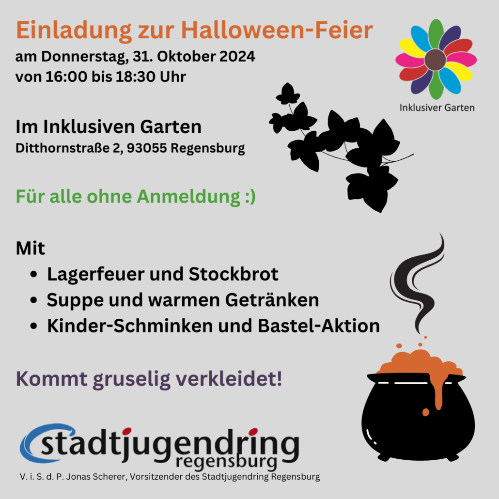 Das Bild zeigt die Rückseite des Halloween-Flyers mit Einladungstext (Bild: Stadtjugendring Regensburg)